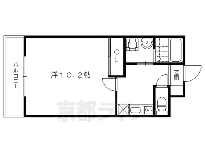 京都市東西線 椥辻駅 徒歩11分 3階建 築19年(1K/3階)の間取り写真