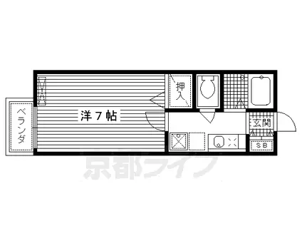京都市烏丸線 竹田駅(京都) 徒歩2分 2階建 築32年(1K/2階)の間取り写真