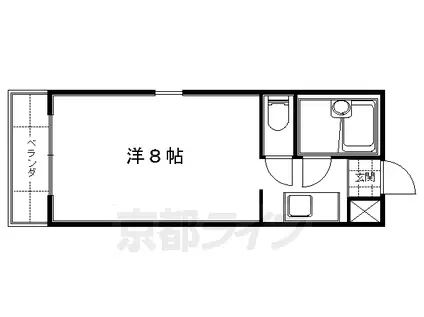 京都市烏丸線 竹田駅(京都) 徒歩5分 3階建 築38年(1K/3階)の間取り写真