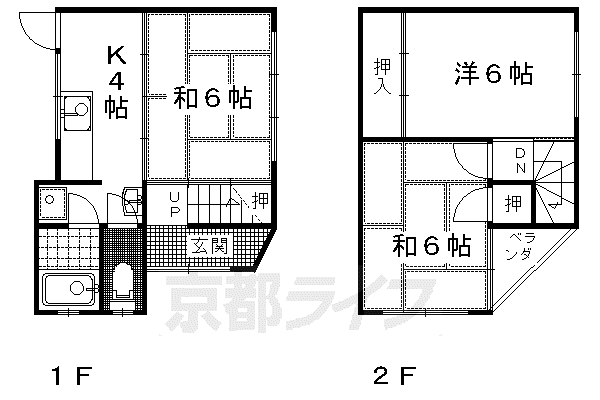 京阪電気鉄道京阪線 墨染駅 徒歩7分 2階建 築44年(3K)の間取り写真