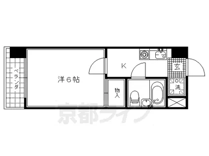 京都市烏丸線 くいな橋駅 徒歩1分 4階建 築37年(1K/4階)の間取り写真