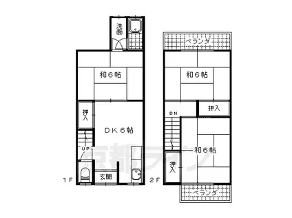 京都市東西線 椥辻駅 徒歩12分 2階建 築48年(3DK)の間取り写真