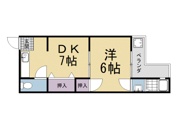 第一ニューグリンハウス杉(1DK/2階)の間取り写真