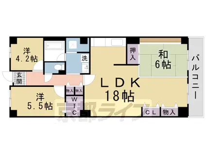 コトーハイツ伏見稲荷C棟(3LDK/5階)の間取り写真