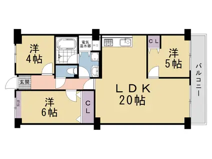 コトーハイツ伏見稲荷C棟(2LDK/6階)の間取り写真