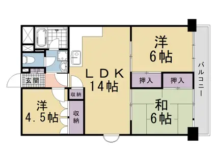 京都市烏丸線 くいな橋駅 徒歩8分 11階建 築52年(3LDK/5階)の間取り写真
