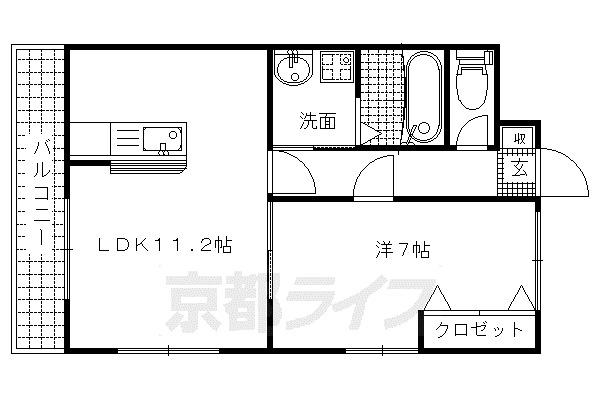 京阪電気鉄道京阪線 墨染駅 徒歩10分 6階建 築21年(1LDK/3階)の間取り写真