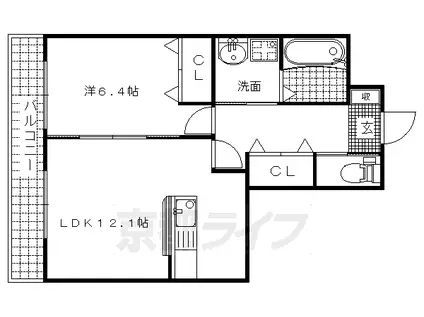 京阪電気鉄道京阪線 墨染駅 徒歩10分 6階建 築21年(1LDK/6階)の間取り写真