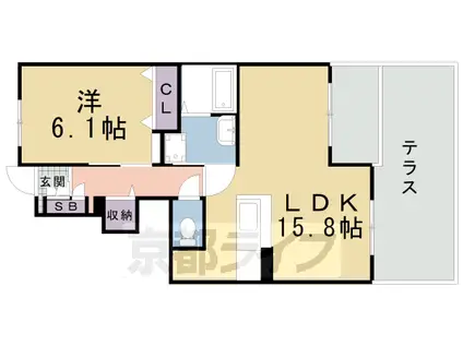 京阪電気鉄道京阪線 中書島駅 徒歩25分 2階建 築21年(1LDK/1階)の間取り写真