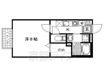 京阪電気鉄道京阪線 鳥羽街道駅 徒歩3分 2階建 築20年(1K/2階)の間取り写真