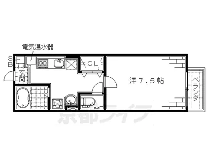 京都市烏丸線 竹田駅(京都) 徒歩5分 2階建 築21年(1K/1階)の間取り写真
