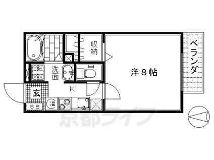 近鉄京都線 伏見駅(京都) 徒歩7分 2階建 築20年(1K/1階)の間取り写真