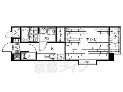 京都市烏丸線 竹田駅(京都) 徒歩10分 4階建 築20年(1K/4階)の間取り写真