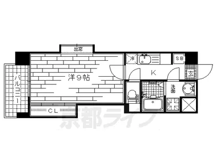 京都市烏丸線 竹田駅(京都) 徒歩10分 4階建 築19年(1K/4階)の間取り写真