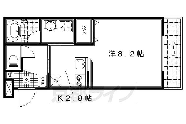 京都市烏丸線 竹田駅(京都) 徒歩3分 4階建 築20年(1K/1階)の間取り写真