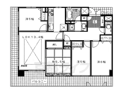 京阪電気鉄道京阪線 淀駅 徒歩10分 8階建 築20年(3SLDK/7階)の間取り写真