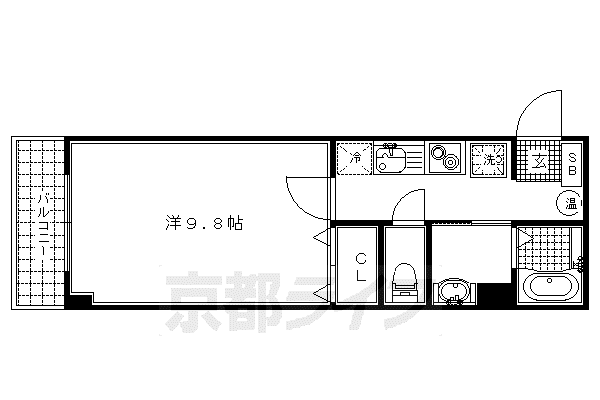 京阪電気鉄道京阪線 中書島駅 徒歩3分 4階建 築20年(1K/3階)の間取り写真
