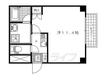 京阪電気鉄道京阪線 伏見桃山駅 徒歩2分 3階建 築21年(1K/2階)の間取り写真