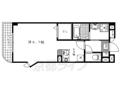 京都市烏丸線 竹田駅(京都) 徒歩5分 5階建 築19年(1K/4階)の間取り写真