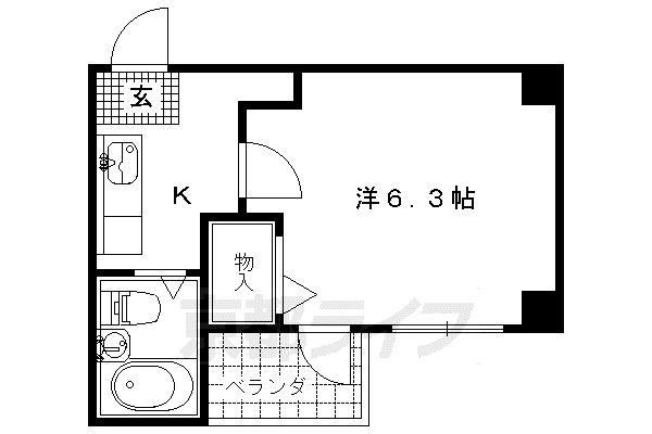 近鉄京都線 伏見駅(京都) 徒歩4分 3階建 築32年(1K/2階)の間取り写真