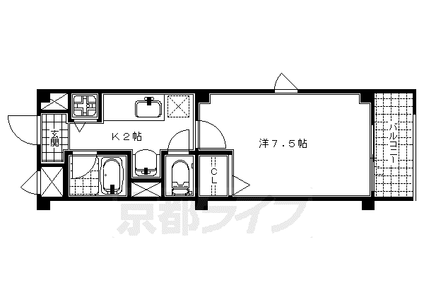 京阪電気鉄道京阪線 鳥羽街道駅 徒歩4分 3階建 築19年(1K/2階)の間取り写真