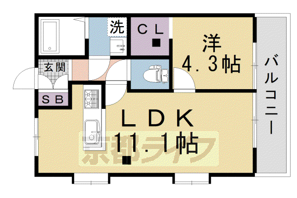 京阪電気鉄道京阪線 伏見桃山駅 徒歩29分 2階建 築33年(1LDK/1階)の間取り写真