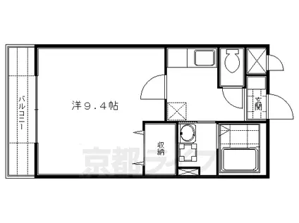 奈良線 ＪＲ藤森駅 徒歩10分 2階建 築18年(1K/1階)の間取り写真
