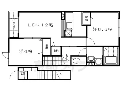 京阪電気鉄道宇治線 観月橋駅 徒歩12分 2階建 築18年(2LDK/2階)の間取り写真