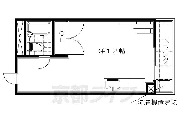 近鉄京都線 伏見駅(京都) 徒歩4分 4階建 築42年(ワンルーム/3階)の間取り写真