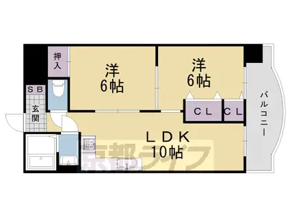 グレイパレスロック1(2LDK/2階)の間取り写真