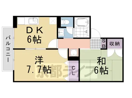 阪急電鉄嵐山線 松尾大社駅 徒歩3分 2階建 築30年(2DK/2階)の間取り写真