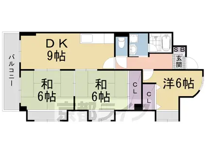 ベルベデール向日町(3LDK/2階)の間取り写真