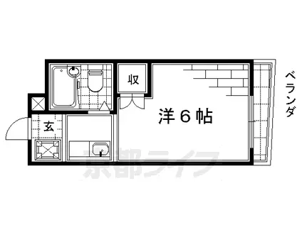 京都市烏丸線 竹田駅(京都) 徒歩9分 3階建 築39年(1K/3階)の間取り写真