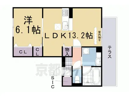 阪急電鉄京都線 桂駅 徒歩12分 3階建 築4年(1LDK/1階)の間取り写真
