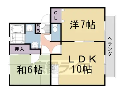 阪急電鉄京都線 桂駅 徒歩15分 2階建 築31年(2LDK/1階)の間取り写真
