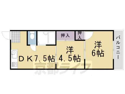 阪急電鉄京都線 桂駅 徒歩20分 2階建 築38年(2DK/2階)の間取り写真