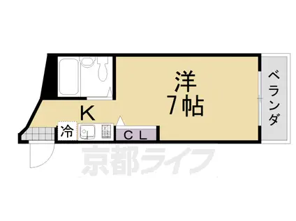 阪急電鉄京都線 桂駅 徒歩7分 4階建 築38年(1K/4階)の間取り写真