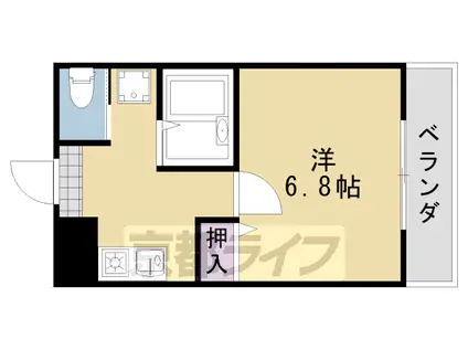 阪急電鉄京都線 桂駅 徒歩19分 4階建 築54年(1K/3階)の間取り写真