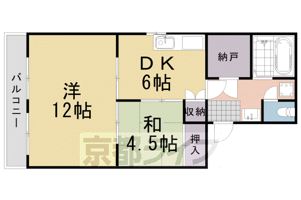 阪急電鉄京都線 桂駅 徒歩10分 4階建 築39年(2SDK/2階)の間取り写真