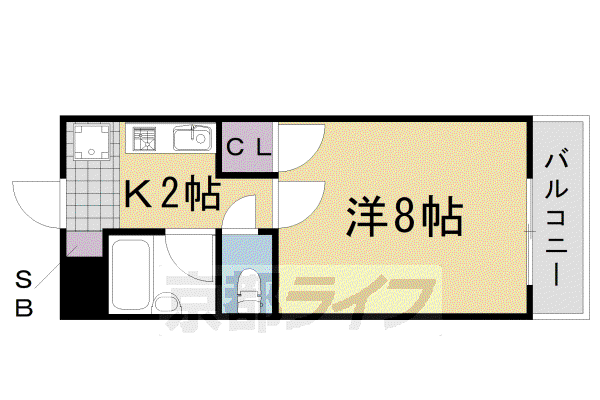 阪急電鉄嵐山線 上桂駅 徒歩13分 3階建 築30年(1K/3階)の間取り写真