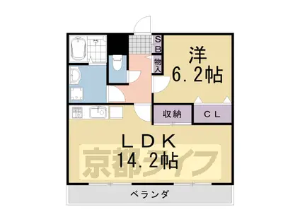 阪急電鉄京都線 桂駅 徒歩14分 3階建 築29年(1LDK/1階)の間取り写真