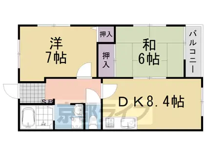 阪急電鉄京都線 桂駅 徒歩11分 3階建 築29年(2DK/1階)の間取り写真