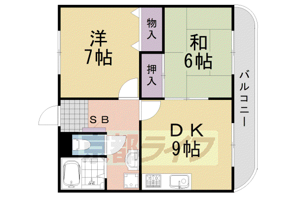 スラージュマン(2DK/1階)の間取り写真