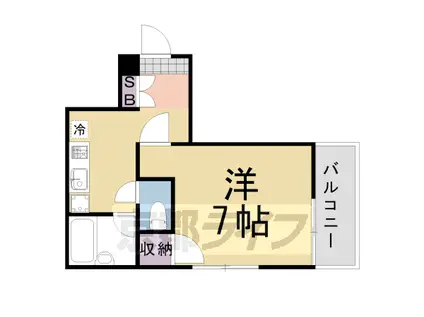阪急電鉄京都線 桂駅 徒歩50分 3階建 築29年(1K/2階)の間取り写真
