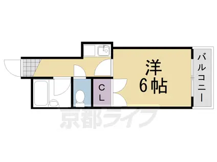 阪急電鉄嵐山線 上桂駅 徒歩7分 3階建 築33年(1K/3階)の間取り写真