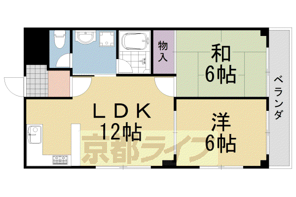 阪急電鉄京都線 桂駅 徒歩20分 5階建 築37年(2LDK/3階)の間取り写真
