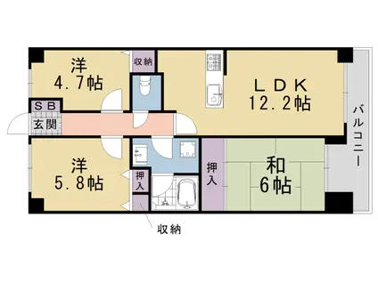 藤和ライブタウン洛西(3LDK/3階)の間取り写真