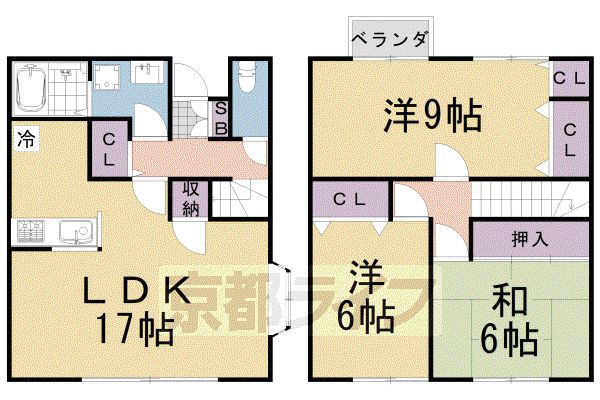 アクィール桂(3LDK/1階)の間取り写真