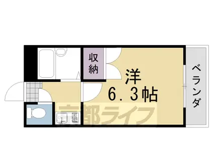 阪急電鉄京都線 桂駅 徒歩4分 3階建 築30年(1K/2階)の間取り写真