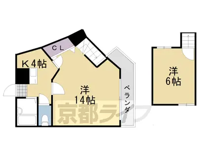 ソルフェージュ桂(1K/4階)の間取り写真